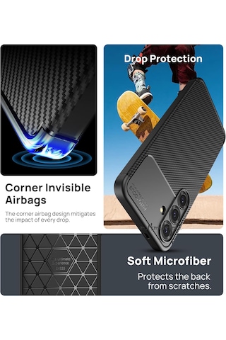 Samsung Galaxy S25 Plus Uyumlu Kılıf Kamera Korumalı Karbon Silikon Kap