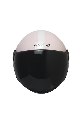 Fr-612 Bella Yarım Kask Pembe-siyah-beyaz Siyah Camlı+güneş Vizörlü