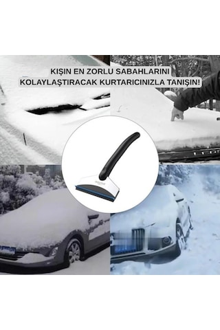 Polham 25cm Ergonomik Araç Camı Kar Kazıyıcı, Çizik Yapmaz, Eli Yormaz Pratik Kar Ve Buz Kazıyıcı Siyah
