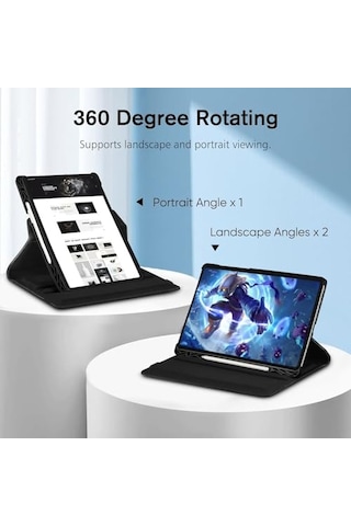 Madnova Tablet Kılıfı Yatay Ve Dikey Standlı 360 Derece Döner Tablet Kılıfı Siyah, S9 Fe Sku: Smgstk7c6d78b749 Arka Kapak