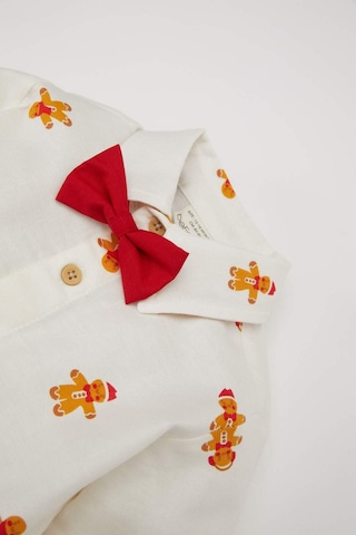 DeFacto Erkek Bebek Yılbaşı Temalı Twill Uzun Kollu Gömlek D6735A524WNER233 Ekru