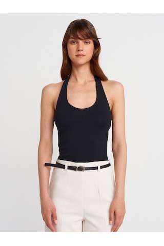 Dilvin 21052 Halter Yaka Top-siyah Siyah
