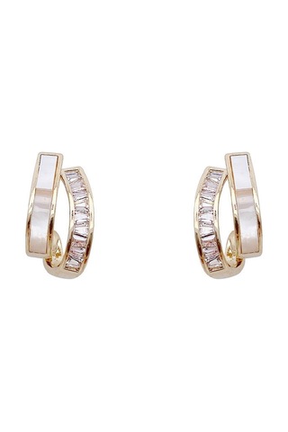 Pırlanta Küpeli Kabuk Çift Katmanlı Küpe, Renk: Eh1207