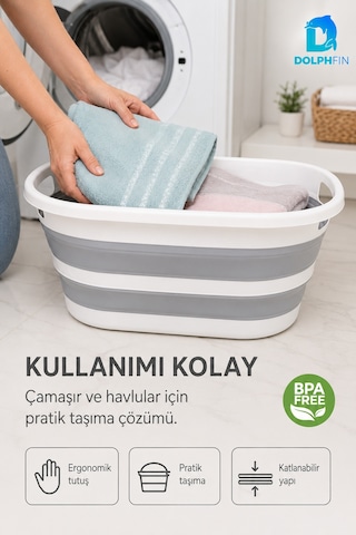 Katlanır Sele 27 Lt Ev Dolap Banyo Düzenleyici Organizer Beyaz-gri