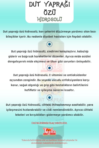 Dut Yaprağı Özü Morus Alba Hidrosolü 250 Ml %100 Saf