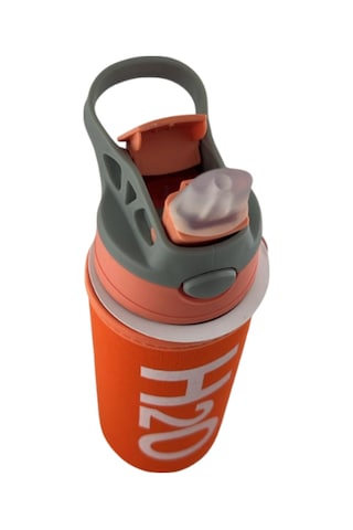 H2o Kılıflı Pipetli Cam Matara 500 Ml Turuncu