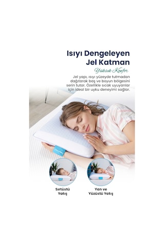 Viscofoam Evva Terletmeyen Ortopedik Yastık Serinleten Visco Yastık Jelli Yastık 59x39x13cm