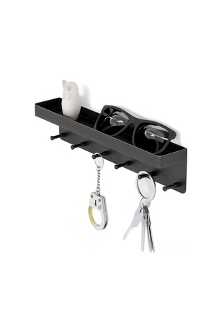 Ruicoo Şık Siyah Çelik Çengelli Duvar Organizerı - Anahtarlık, Gözlük Ve Cüzdan Asıcı Siyah