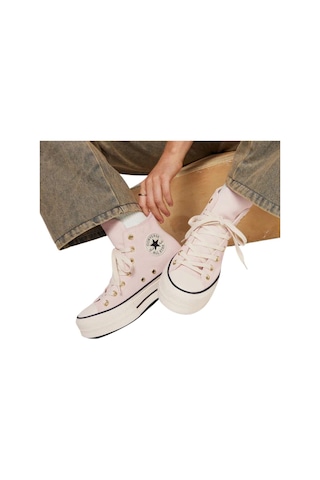 Converse Chuck Taylor All Star Lift Kadın Pembe Süet Platform Sneaker-6934 Pembe