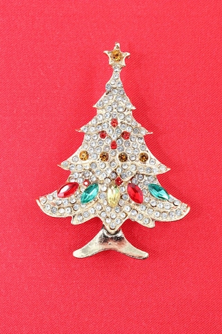 Zirkon Taşlı Cam Ağacı Broş. Gold Çam Ağaçlı Yaka İğnesi Broş. Kadın Erkek Broş. Çam Ağacı Broş Çok Renkli