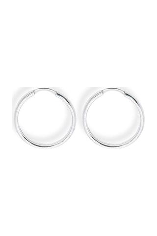 Oya Silver Oval Hatlı Yuvarlak Gümüş Halka Küpe 925 Ayar, 2x2cm-3mm Kalınlık