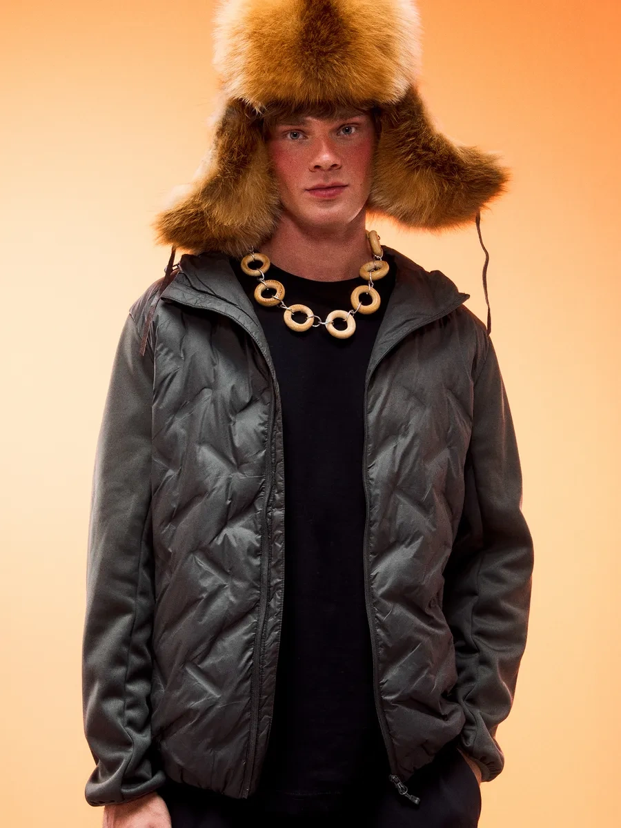 Tvoe Tekstil Kollu Kapüşonlu Sıcak Tutan Rüzgarlık Montu 262620605 Khaki