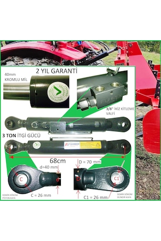3 Ton - 68cm Traktör Ortakol, Hıdrolik Silider, 3 Ton - 68cm Toplift Hydraulic Cylinder