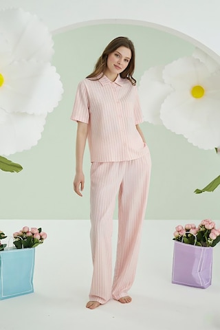 Nbb Kadın Pembe Çizgili Pijama Takım Pembe