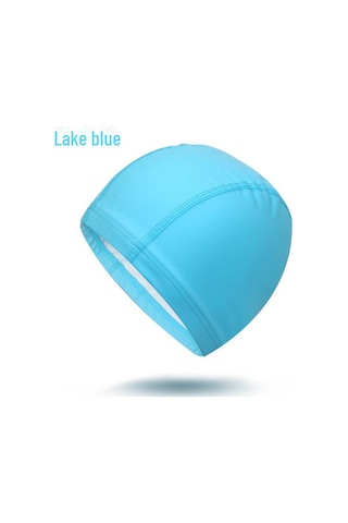 Uzun Saçlar İçin Kulak Korumalı Unisex Su Geçirmez Pu Yüzme Bonesi Gökyüzü Mavisi Mavi