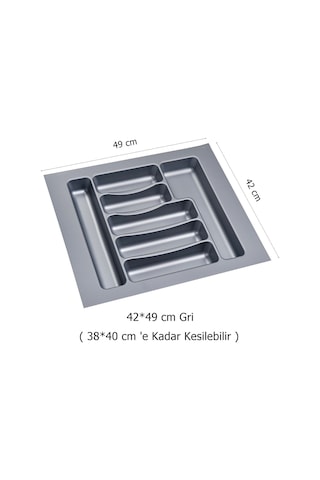 Çekmece İçi Kaşıklık 42 x 49 Cm Mutfak Çekmece Düzenleyici Gri