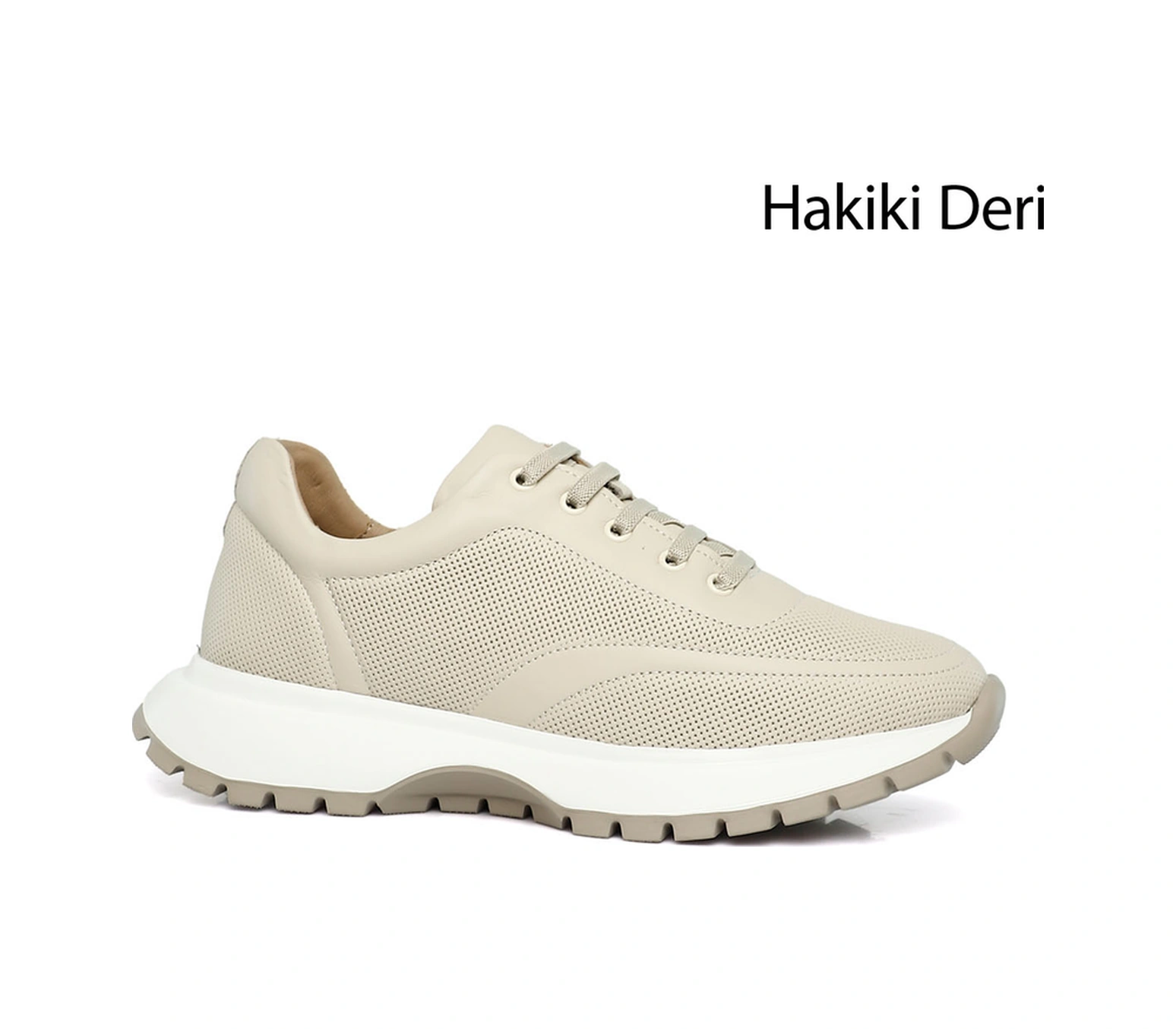 Gönderi(R) Gönderi R Kadın Bej Dolgu Taban Lastik Bağcıklı Hakiki Deri Sneaker Ddza83742545 Bej