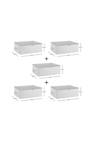 Ocean Home Textile 5'li Orta Boy Gri Çizgili Stuff & Things Hurç Set 52 x 28 x 21 cm