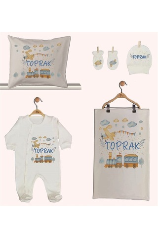 Pia Baby Gl 1944-02 İsme Özel Beşli Tulum Set Krem