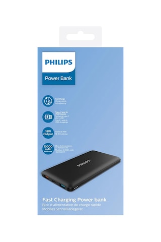 Philips Dlp1010c/00 10.000 Mah Pd, Qc 18w, Usb-c, 2x Usb-a Powerbank, Siyah