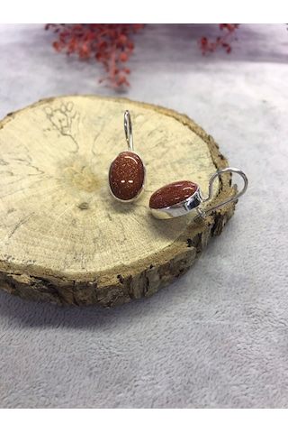 Doğal Yıldız Taşı Gümüş Küpe 925 Ayar