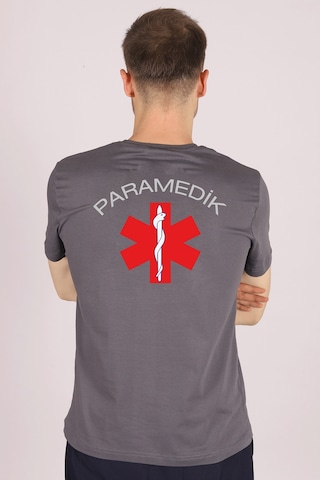 Gri Paramedik Bisiklet Yaka Tişört Unisex