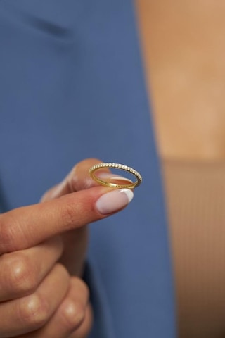 Roza Silver Zirkon Taşlı Gold Minimal Tamtur Gümüş Yüzük Rr10003