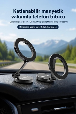 Premium Kompakt Stant Araç Gereci Oto Aksesuar Jx037 Siyah Telefon Tutucu Manyetik