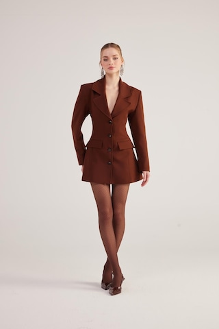 Holly Lolly Belden Oturmalı Fit Kesim Deja Blazer Ceket Kahve