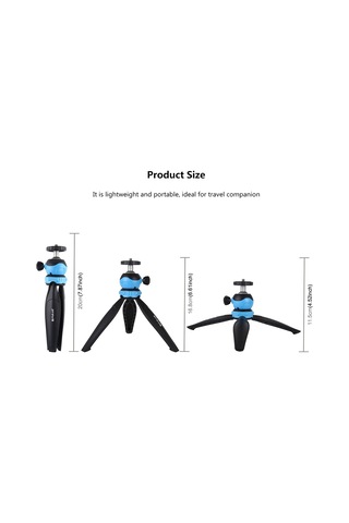 Akıllı Telefonlar, Gopro, Dslr Fotoğraf Makineleri İçin 360 Derece Top Başlı Puluz 20cm Cep Plastik Tripod Dağı Mavi