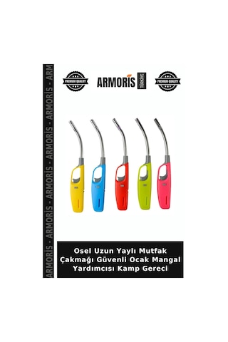 Osel Uzun Yaylı Mutfak Çakmağı Güvenli Ocak Mangal Yardımcısı Kamp Gereci Çok Renkli