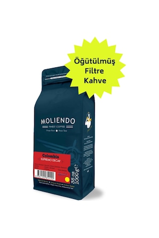 Moliendo Colombia Supremo Decaf Kafeinsiz Yöresel Filtre Kahve 1 KG