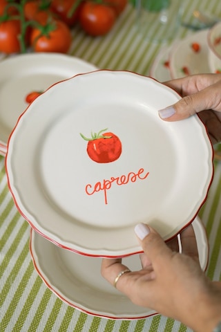 Rakle x Bengi Kurtcebe Pomodoro Stoneware 4'lü Meze Tabağı Seti 21 cm