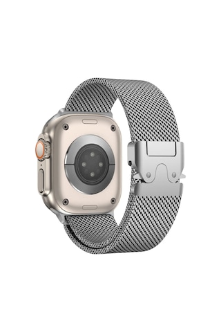 Forzacase Apple Watch 10 Series 46mm İle Uyumlu Mekanizmalı Metal Hasır Kordon Kayış - Fc864 Gümüş