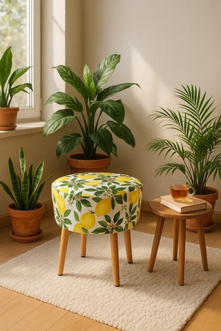 Puf Koltuk Tabure - Limon Çiçeği