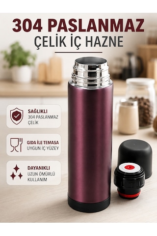 Paslanmaz Çelik Seyahat Termosu Tek Tuşlu Vakumlu Kahve Ve Çay Termosu Sarı