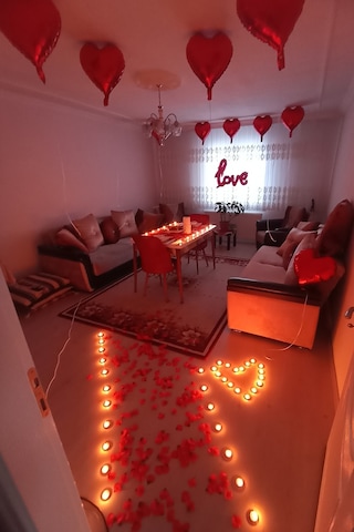 Kalp Mum, Love Ve Kalp Balon, Gül Yaprağı, Tealight Mum Süsleme,