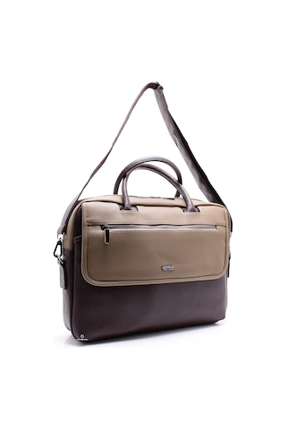 Kahverengi Gövde Vizon Kapak Unisex Laptop & Evrak Çantası Kahverengi