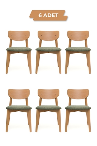 Opus Natural Ahşap 6'lı Mutfak Salon Yemek Odası Sandalyesi