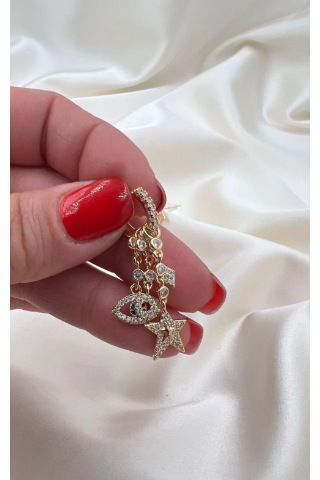 Bb Çoklu Charm Küpe Altın