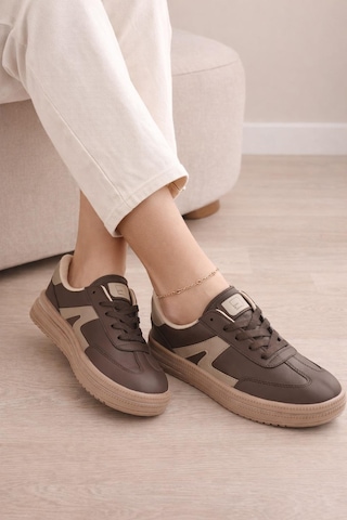 Unisex Rahat Taban Bağcıklı Sneaker Ayakkabı Kahverengi