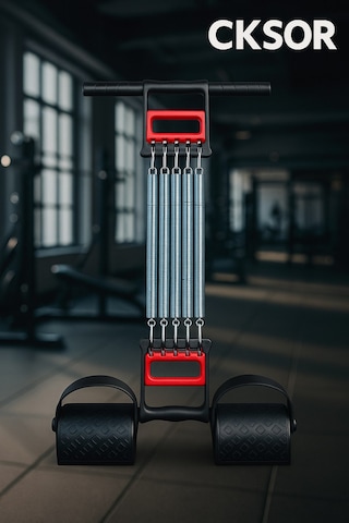 El Ayak Göğüs Yayı 5 Çelik Yaylı Çok Fonksiyonlu Fitness Ve Evde Spor Egzersiz Aleti