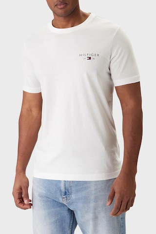 Tommy Hilfiger Logolu Pamuklu Regular Fit Bisiklet Yaka T Shirt Erkek T Shirt Mw0mw41456 Ybr Beyaz