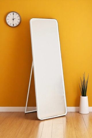 Raven Oval Kesim Modern Metal Ayaklı Boy Aynası 170 X 60 Beyaz