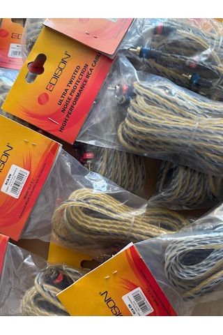 Edison Rca Kablosu 5 Metre Kaliteli Amfi Rca Ses Aktarım Kablo