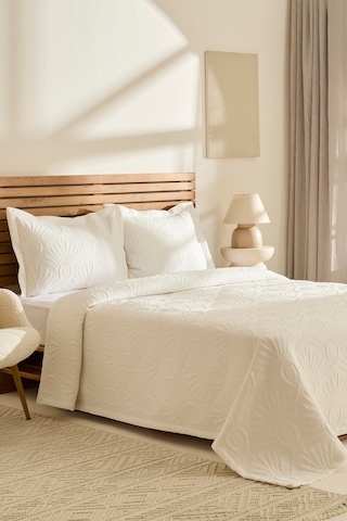 Kaşmir Home Balance Çift Kişilik Yatak Örtüsü Takımı Offwhite Beyaz