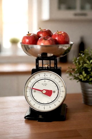 90 S Style Retro Analog Mutfak Terazisi 2 Kg Kapasiteli Mutfak Tartısı Siyah