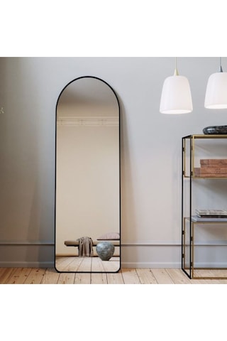 Dekoratif Ayna Mdf Oval Kesim Boy Ayna Duvar Aynası 165 X 45 Cm 166 X 50 Siyah