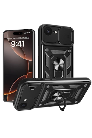 Apple Uyumlu iPhone 16e Kılıf Kamera Korumalı Sürgülü Military Tank Kapak Zırh