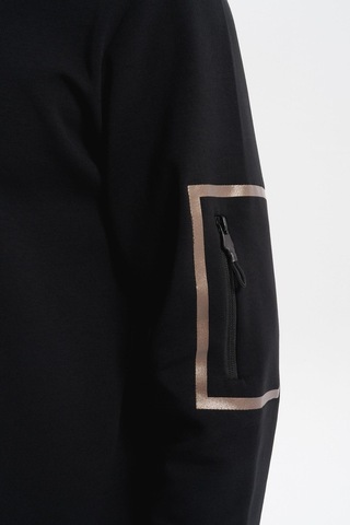 AR-MA Arma Erkek Slim Fit Dik Yaka Yarım Fermuar Pamuklu Sweatshirt Sol Kol Fermuar Cepli K30404685702 Siyah